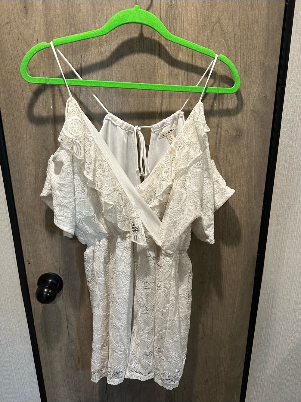 Miami White Lace Cold Shoulder Surplice Romper Size M